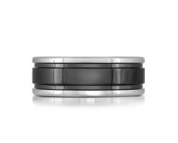 Silver and Black colored Tungsten Men's Band