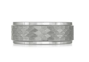 The Malo 8MM TUNGSTEN Men's Band features a textured geometric pattern.