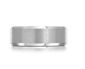Silver colored tungsten ring with a brushed finish.