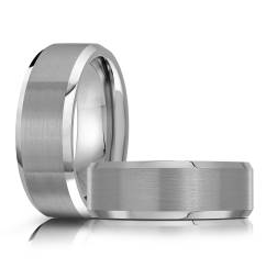 Silver colored tungsten ring with a brushed finish.