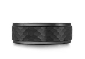 Black textured tungsten men's ring.