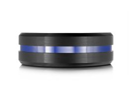 Black and blue tungsten men's ring.