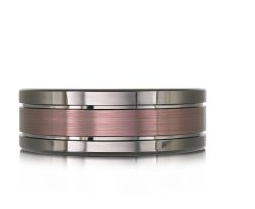 Black and brown two-tone men's tungsten ring.
