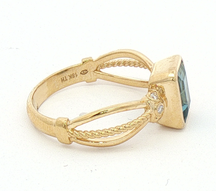 Yellow Gold London Blue Topaz and Diamond Ring