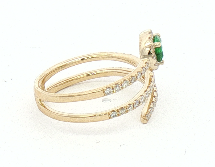 Yellow Gold Emerald and Diamond Ring.