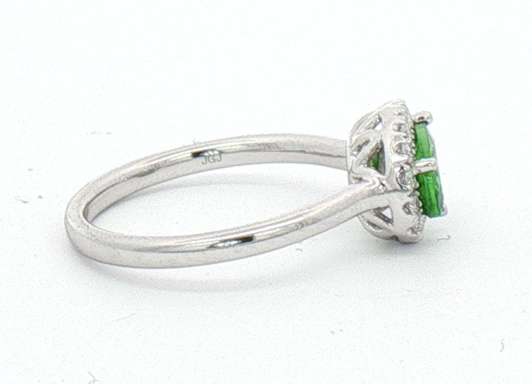 White Gold Tsavorite and Diamond Ring