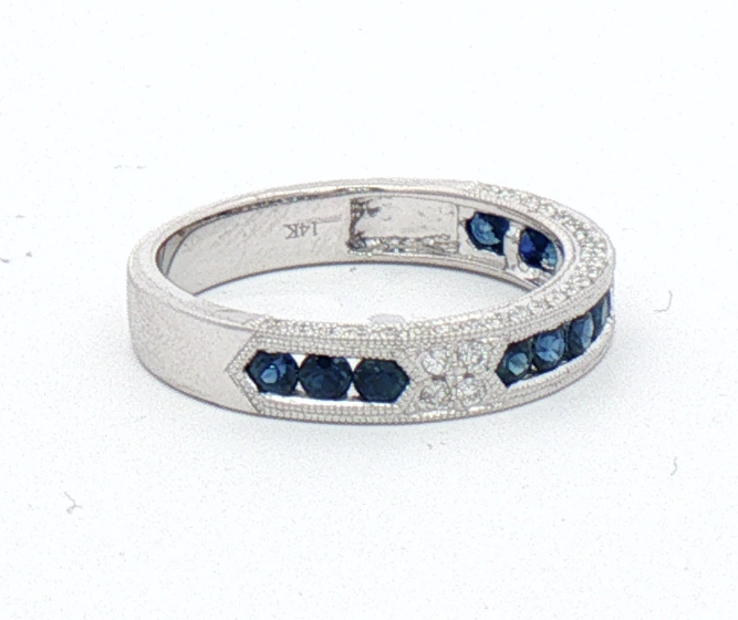 White Gold Sapphire and Diamond Ring