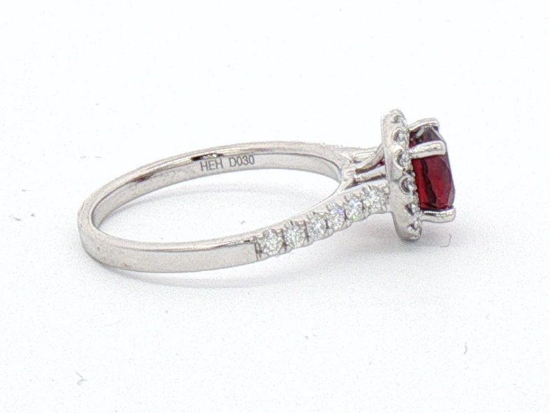 White Gold Garnet and Diamond Ring