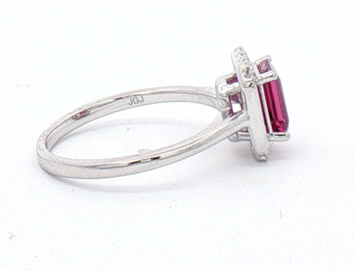 White Gold Pink Tourmaline and Diamond Ring.