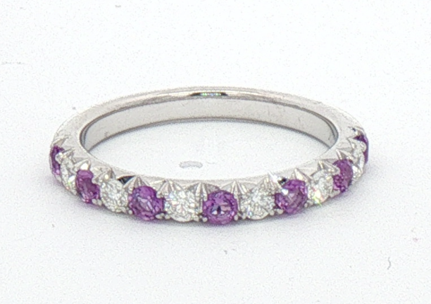 White Gold Diamond and Amethyst Ring