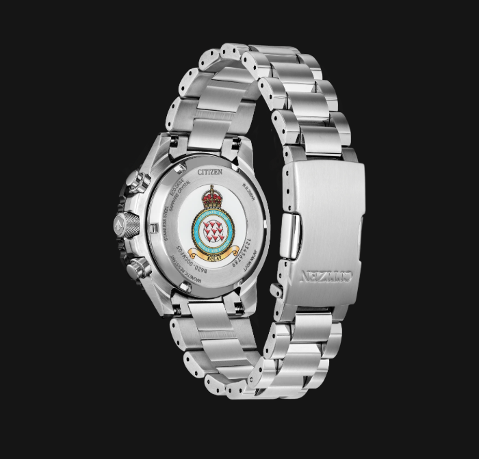 Citizens Red Arrows Promaster Air Navihawk watch with crest emblem and advanced Eco-Drive technology.
