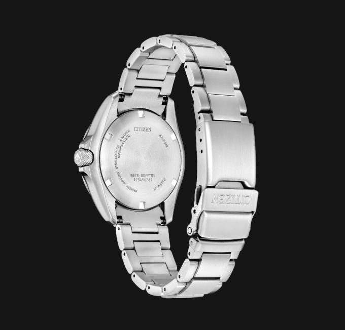 Promaster Land GMT Citizen's Watch shown from the back, featuring the clasp and engraved details.