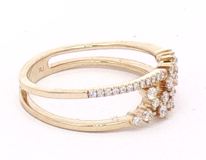 Roman & Jules 14K Yellow Gold Diamond Split Ring features a sparkling cluster and diamonds along the upper band.