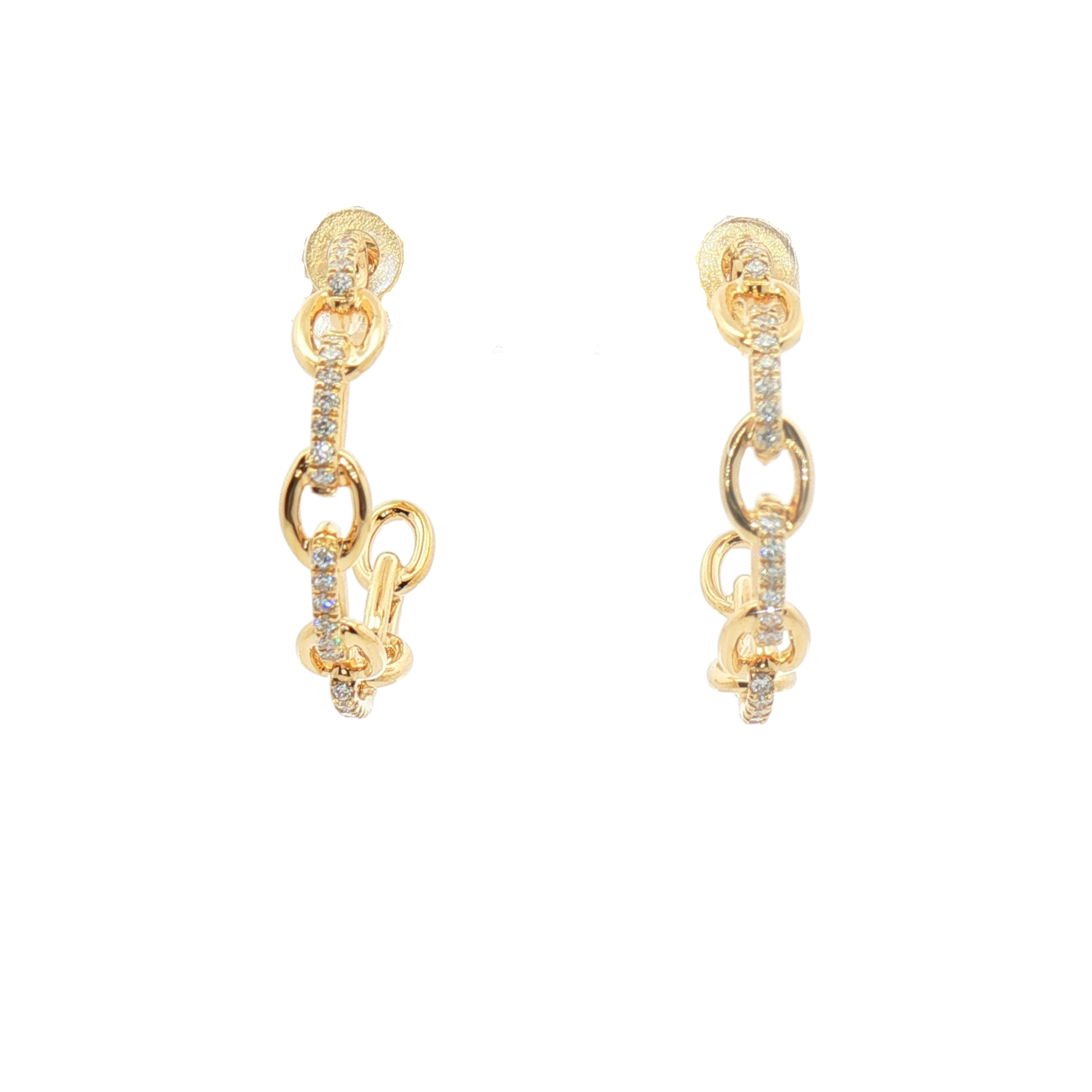 Afarin 18K Paperclip Diamond Dangle Earrings displayed on a white background.