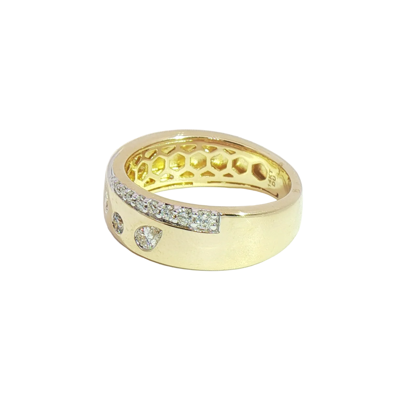Diamond Universe 14K Mixed Shape Diamond Band features a graceful curved design with sparkling diamonds.
