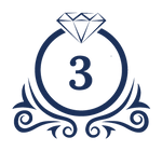 Decorative number '3' with a diamond ring on a white background